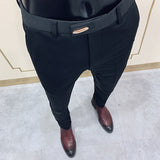 Men's Business Casual Slim Fit Stretch Cropped Pants