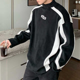 Embroidered Contrast Color Long Sleeve High Neck Shirt
