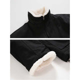 Casual Solid Color Stitching Thick Loose Tooling Jacket