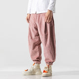 Men's Japanese Retro Casual Loose Solid Color Corduroy Pants