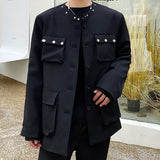 Rivet Detachable Collar Tunic Jacket