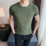 Men's Business Short Sleeve Elastic Slim T-Shirt
