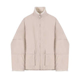 Casual Solid Color Stitching Thick Loose Tooling Jacket