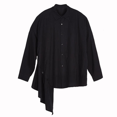 Men's Japanese Dark Irregular Hem Long Sleeve Shirt