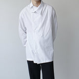 Men's Casual Simple Crooked Collar Loose Shirt