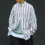 Men's Japanese Retro Striped Long Sleeves Shirt