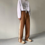 Color-block Loose Straight-leg Trousers