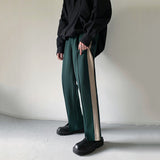 Color-block Loose Straight-leg Trousers