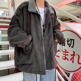 Casual Loose Stand Collar Large Pocket Corduroy Jackets
