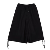 Vintage Cotton And Linen Drawstring Wide-leg Slacks