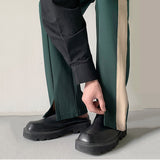 Color-block Loose Straight-leg Trousers