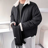 Casual Solid Color Stitching Thick Loose Tooling Jacket