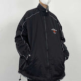 Casual Plush Wavy Striped Loose Reversible Jacket