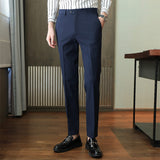Men's Business Casual High Waisted Pants Slim Fit Dress Pants