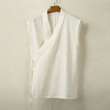 Japanese Style Large Slanted Breasted Waistcoat Vest Loose Thin Cotton Linen Vest