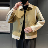 Men's Solid Color Casual Color Block Lapel Jacket