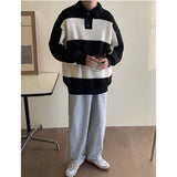 Striped Colorblock Turtleneck POLO Knit Sweater