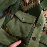 Men's Vintage Navajo Paneling Suede Leather Jacket