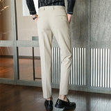 Men's Business Casual High Waisted Pants Slim Fit Dress Pants