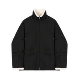 Casual Solid Color Stitching Thick Loose Tooling Jacket
