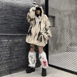Hip Hop Plush Thick Loose Tie Dye Coat