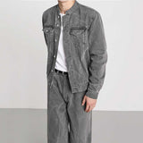 Men's British Denim Jacket Retro Loose Straight Leg Pants