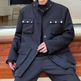 Rivet Detachable Collar Tunic Jacket