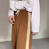 Color-block Loose Straight-leg Trousers