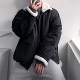 Casual Solid Color Stitching Thick Loose Tooling Jacket