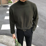 Men's Solid Color Slim Mock Collar Long Sleeve Knitted Sweater