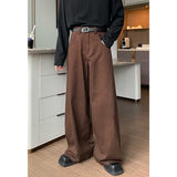 Casual Simple Solid Color Loose Straight Jeans