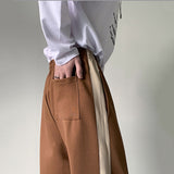 Color-block Loose Straight-leg Trousers