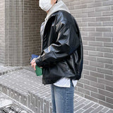 Men's Retro Thick Motorcycle PU Leather Jacket