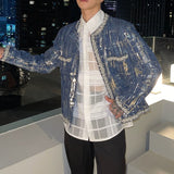 Men's Vintage Casual Beaded Sequin Denim Jacket