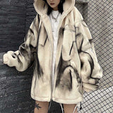 Hip Hop Plush Thick Loose Tie Dye Coat