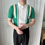 Men's British Casual POLO Stitching Lapel Slim Fit T-shirt
