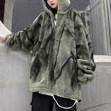 Hip Hop Plush Thick Loose Tie Dye Coat