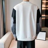 Men's Striped Splicing Sleeves Round Neck Sweatshirt