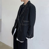 Raw-edged Striped Blazer